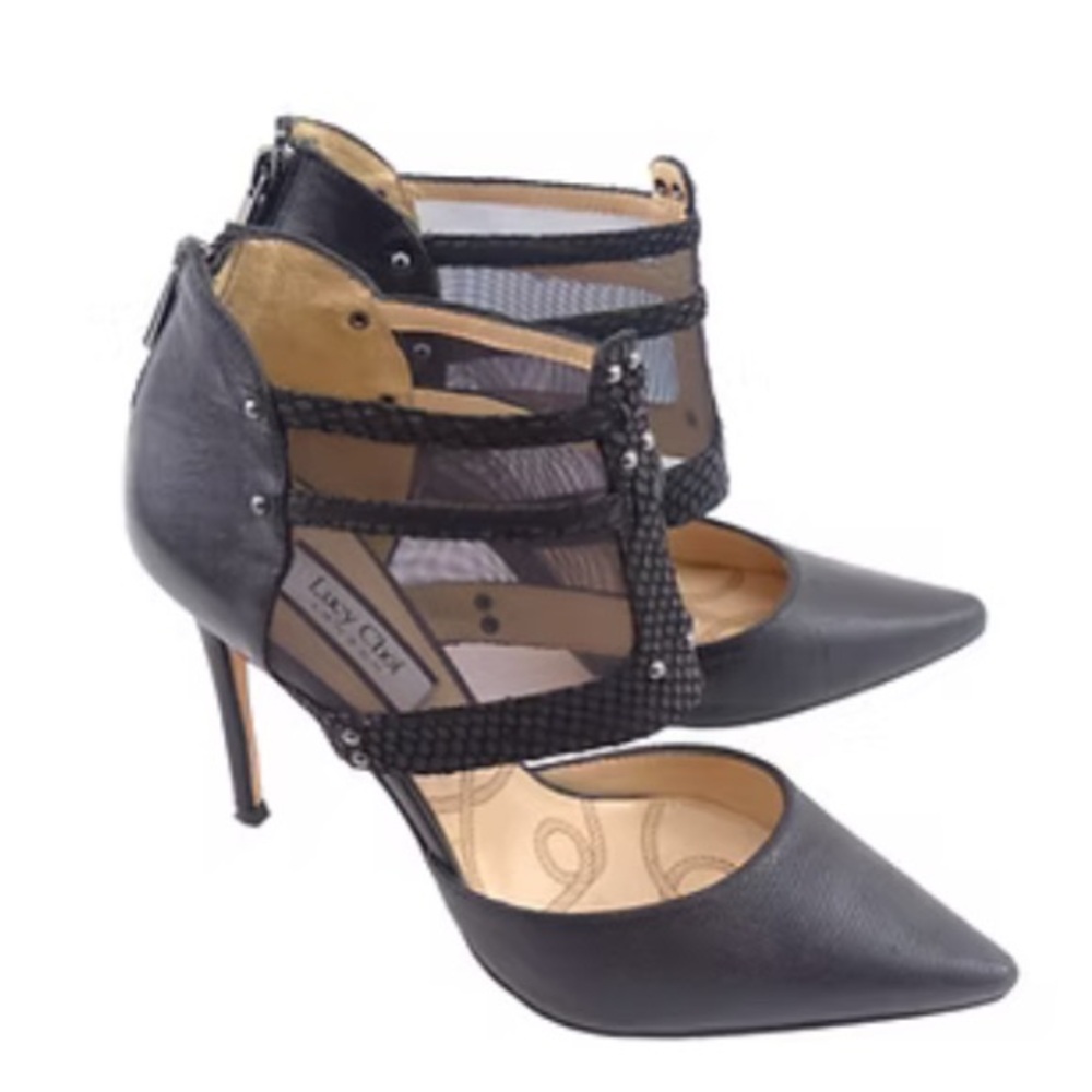 Lucy Choi 'Liberine' Black Mesh & Snake / Lizard Effect Leather size 38